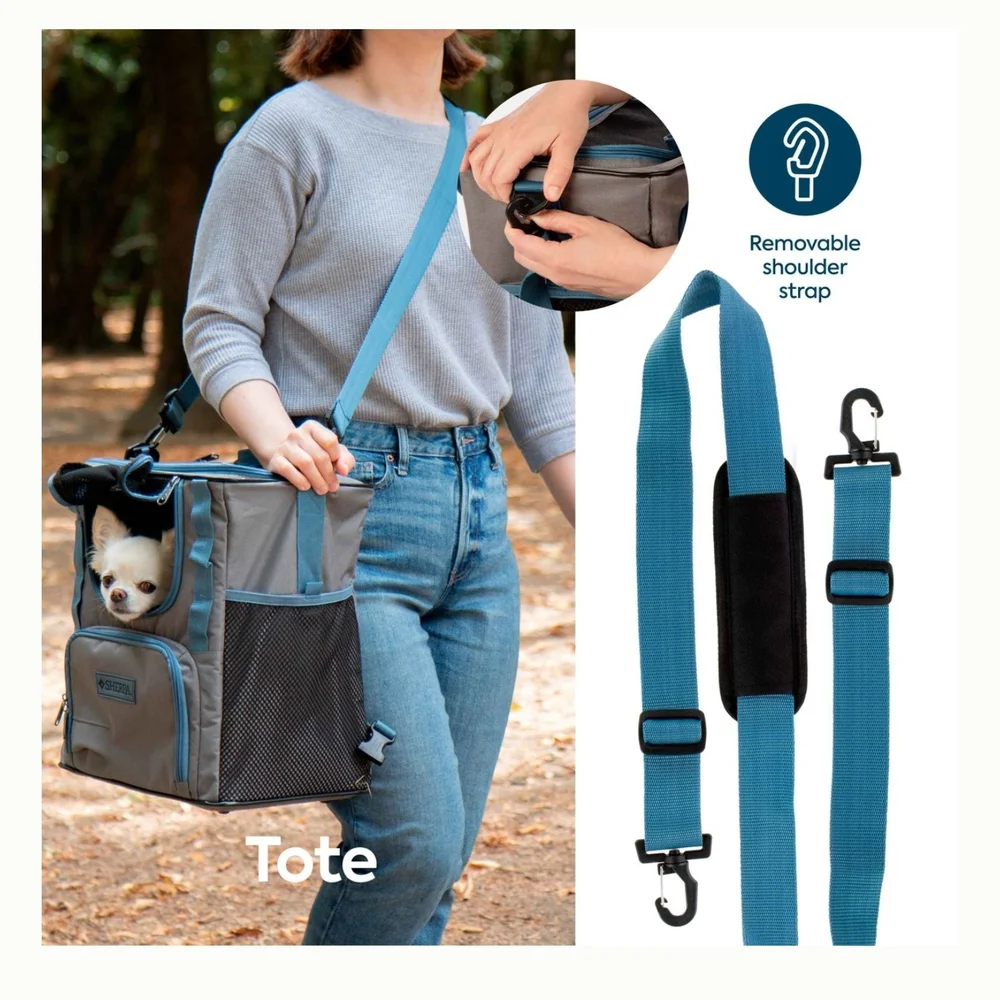 Sherpa Trek Tote Pet Carrier Backpack Gray Blue NWT Small Dog Cat Travel Bag